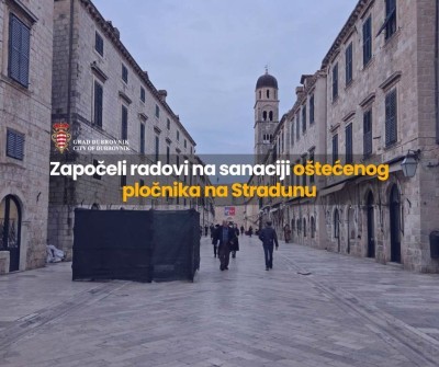 Započela sanacija oštećenog pločnika na Stradunu